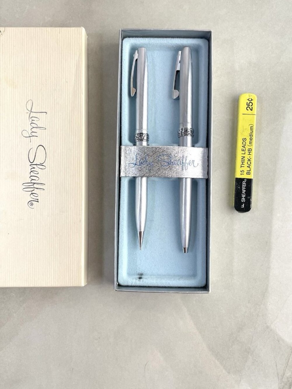 Vtg Sheaffer Lady 620 Pen Set Florentine Band Ballpoint Pen Mecanical Pencil USA